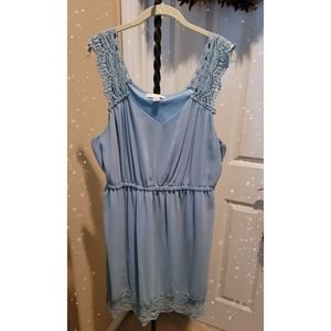 *Sold*  Lace Soft Blue Sleeveless Dress